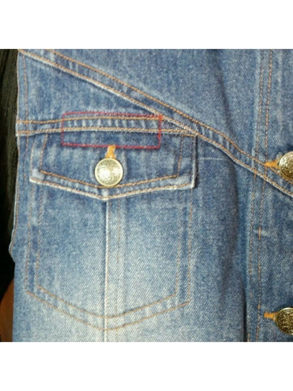 𝅺KIKIT Maurice Sasson Denim Shacket Jacket Size Small Ribbed Sleeve - Picture 6 of 10